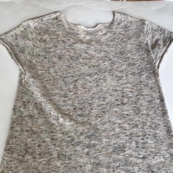 Zara Knit Sweater Dress Short Sleeve Tunic Gray Small Cotton Linen Mini Sundress - Picture 8 of 10